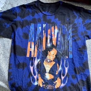 Aaliyah Oversized Blue Tie Dye Band T-Shirt